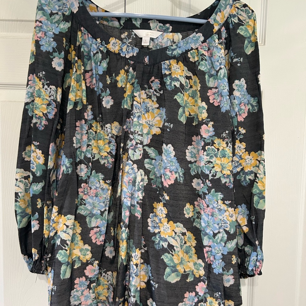 LC Lauren Conrad Floral Blouse with Pastel Hues